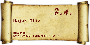 Hajek Aliz névjegykártya